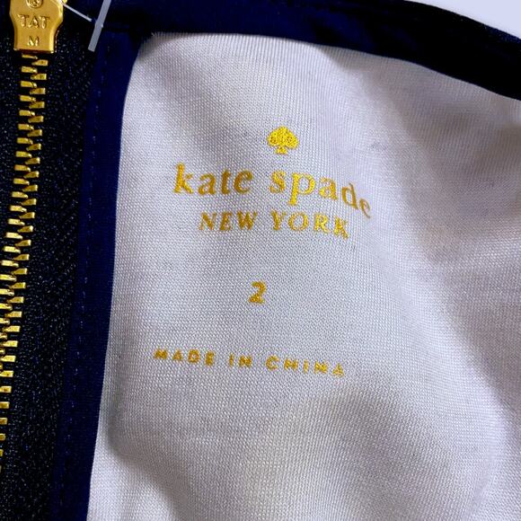 Kate Spade New York Blue Leopard Print 3/4 Sleeve Winter Dress Gold Zipper 2 - Picture 6 of 9